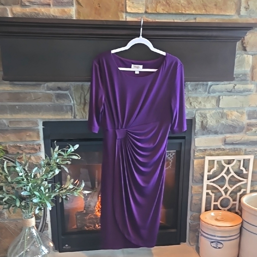 dressbarn Rich Purple Draped Midi Dress